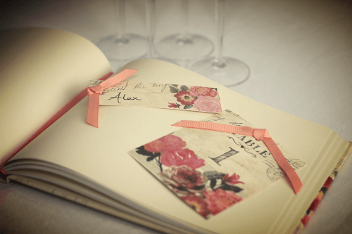 Guestbook, place card and table cards
